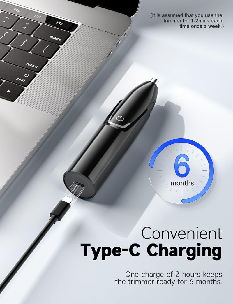 ZORAMI Rechargeable Ear and Nose Hair Trimmer - 2025 Professional Painless Eyebrow & Facial Hair Trimmer for Men Women, Powerful Motor and Dual-Edge Blades for Smoother Cutting Black - Image 2